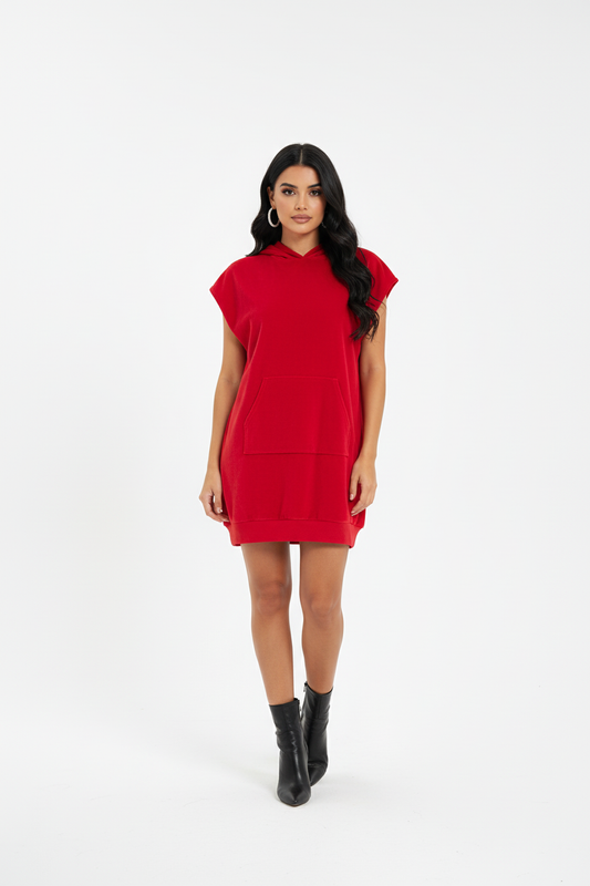 Amari Collection Velvet Hoodie Dress with Kangaroo Pocket