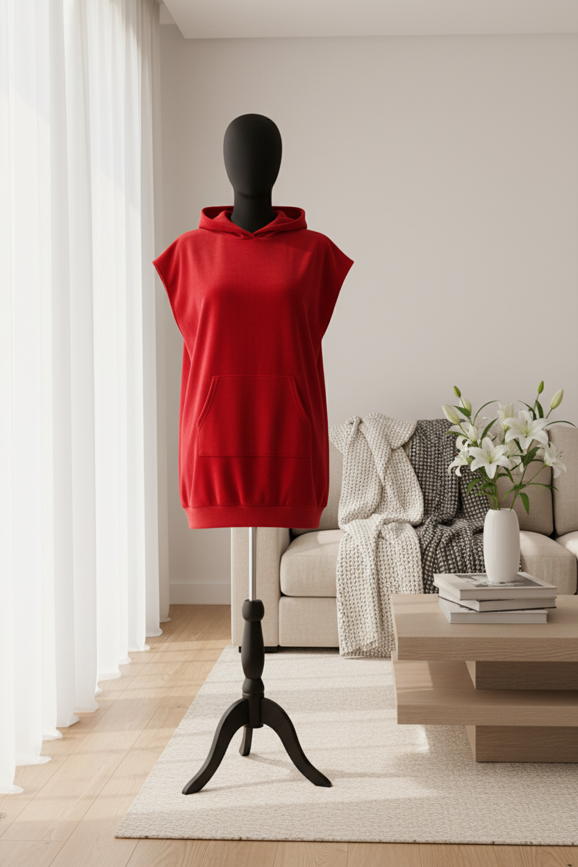 Amari Collection Velvet Hoodie Dress with Kangaroo Pocket